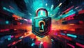 Cybersecurity padlock in generative ai