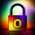 Cybersecurity padlock protection with copy space, future technology data protection background