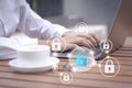 Cybersecurity and personal data protection online, cyber security on internet Royalty Free Stock Photo