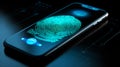 cybersecurity of personal data safety, mobile smartphone using biometric finger print and Two-factor authentication app login