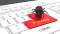 Cybersecurity privacy concept spider on white keyboard