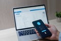 Cybersecurity privacy Internet Phone in Futuristic protect password two factor Authentication and Encryption