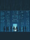 Cybersecurity Professionals Accessing Secure Data Center A group of cybersecurity professionals stand in front of a secure data
