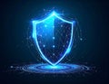 Cybersecurity protection shield with global digital technology network Royalty Free Stock Photo