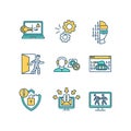 Cybersecurity RGB color icons set