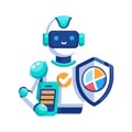 Cybersecurity Robot Analyzing Data and Providing Protection with Mobile App Royalty Free Stock Photo