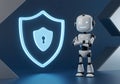 Cybersecurity Robot Guarding Digital Shield Royalty Free Stock Photo