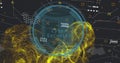 Cybersecurity shield and data protection image over digital network background