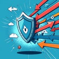 Cybersecurity Shield Defending Against Digital Attacks Royalty Free Stock Photo