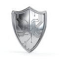 Cybersecurity Shield with Digital Circuitry on White Royalty Free Stock Photo