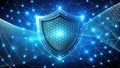 Cybersecurity shield digital fortress protecting data integrity and network security. Generative AI Royalty Free Stock Photo