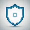 Cybersecurity Shield Icon Protecting Microchip Processor Technology Concept Royalty Free Stock Photo