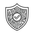 Cybersecurity shield icon secure digital technology with approved electronic circuit Royalty Free Stock Photo