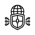 cybersecurity shield industry line icon vector illustration