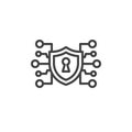 Cybersecurity shield line icon