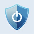 Cybersecurity Shield with Power On Symbol Royalty Free Stock Photo