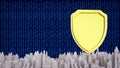 Cybersecurity Shield Protecting Digital City Infrastructure 3d render Royalty Free Stock Photo