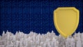 Cybersecurity Shield Protecting Digital City Infrastructure 3d render Royalty Free Stock Photo