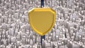 Cybersecurity Shield Protecting Digital City Infrastructure 3d render Royalty Free Stock Photo