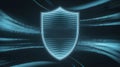 Cybersecurity Shield Protecting Digital Data with Flowing Binary Code Streams, Representing Secure Network and Information Royalty Free Stock Photo