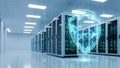 Cybersecurity Shield Protecting Enterprise Server Network Environment Royalty Free Stock Photo