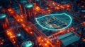 Cybersecurity Shield Protecting Industrial Facility, Critical Infrastructure Security Concept Royalty Free Stock Photo