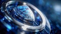 Cybersecurity shield symbol with binary code representing digital protection Royalty Free Stock Photo