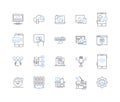 Cybersecurity solutions line icons collection. Encryption, Firewall, Anti-virus, Malware, Cybercrime, Threats, Passwords