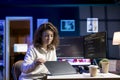 Cybersecurity specialist using laptop to look for security vulnerabilities