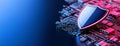 Cybersecurity systems in action, utilizing encryption and a robust network infrastructure to protect digital data