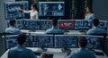 Cybersecurity Team Monitoring Threats - Data Center Hacker Alert Royalty Free Stock Photo