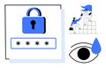 Cybersecurity and Data Protection Concepts Lock, Password, Collaboration, and Visualization Elements Royalty Free Stock Photo