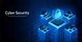 Cybersecurity technology 3D isometric vector illustration. Digital lock shield and secure network data protect concept. Online Royalty Free Stock Photo