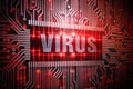Cybersecurity Threat Virus Infects Circuit Board Binary Code Against Barcodes