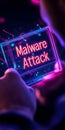 Cybersecurity Threats Analyzing a Holographic Malware Attack Warning, Network Security Concept Royalty Free Stock Photo