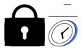 Data Security and Time Management Concept with Lock and Clock Icons Royalty Free Stock Photo