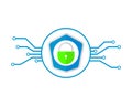 Cybersecurity vector design. Lock symbol illustration. Security icon on the chip background