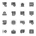 Cybersecurity vector icons set