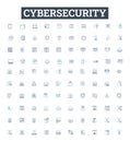 Cybersecurity vector line icons set. Cybersecurity, Cyberdefense, Cyberattack, Network Security, Encryption, Firewalls Royalty Free Stock Photo