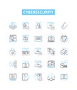 Cybersecurity vector line icons set. Cybersecurity, Cyberdefense, Cyberattack, Network Security, Encryption, Firewalls Royalty Free Stock Photo
