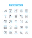 Cybersecurity vector line icons set. Cybersecurity, Cyberdefense, Cyberattack, Network Security, Encryption, Firewalls Royalty Free Stock Photo