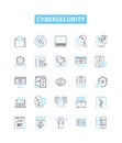 Cybersecurity vector line icons set. Cybersecurity, Cyberdefense, Cyberattack, Network Security, Encryption, Firewalls Royalty Free Stock Photo