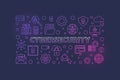 Cybersecurity vector outline colored horizontal illustration