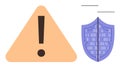 Cybersecurity Warning Symbol with Shield Depicting Data Protection Royalty Free Stock Photo