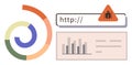 Cybersecurity Warning on URL with Data Analysis and Circular Graph Royalty Free Stock Photo