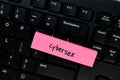 Cybersex write on sticky note isolated on Wooden Table Royalty Free Stock Photo