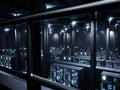 Cyberspace data center filled with server racks cabinets Royalty Free Stock Photo