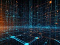 Visualisation of a cyberspace with data flowing through a stylized network. (Generative AI) Royalty Free Stock Photo