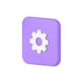 Cyberspace development setting cog mechanism purple squared button isometric 3d icon vector Royalty Free Stock Photo