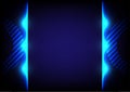 Cyberspace digital networking, blue abstract background internet technology wave frame